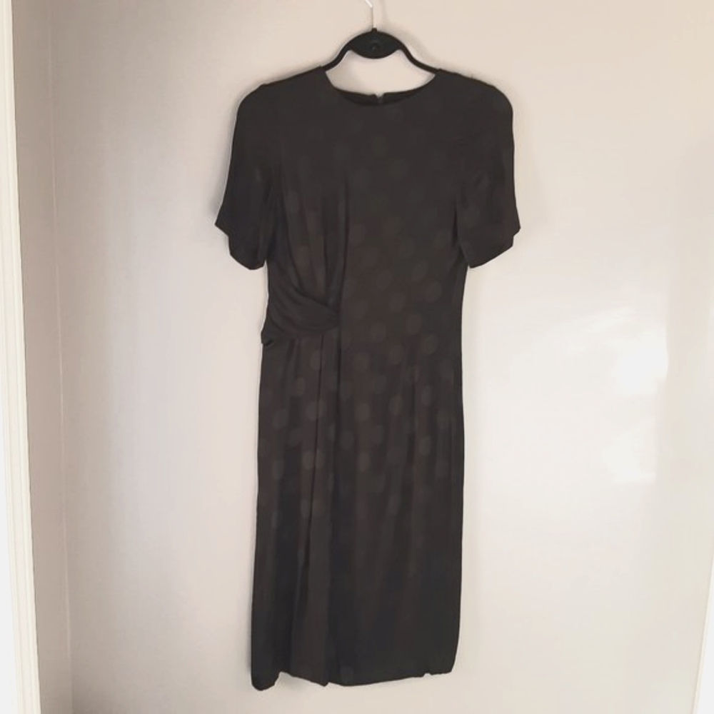 Mango Little Black Dress | Polka dot Side Ruffle Midi | New! XS / 2